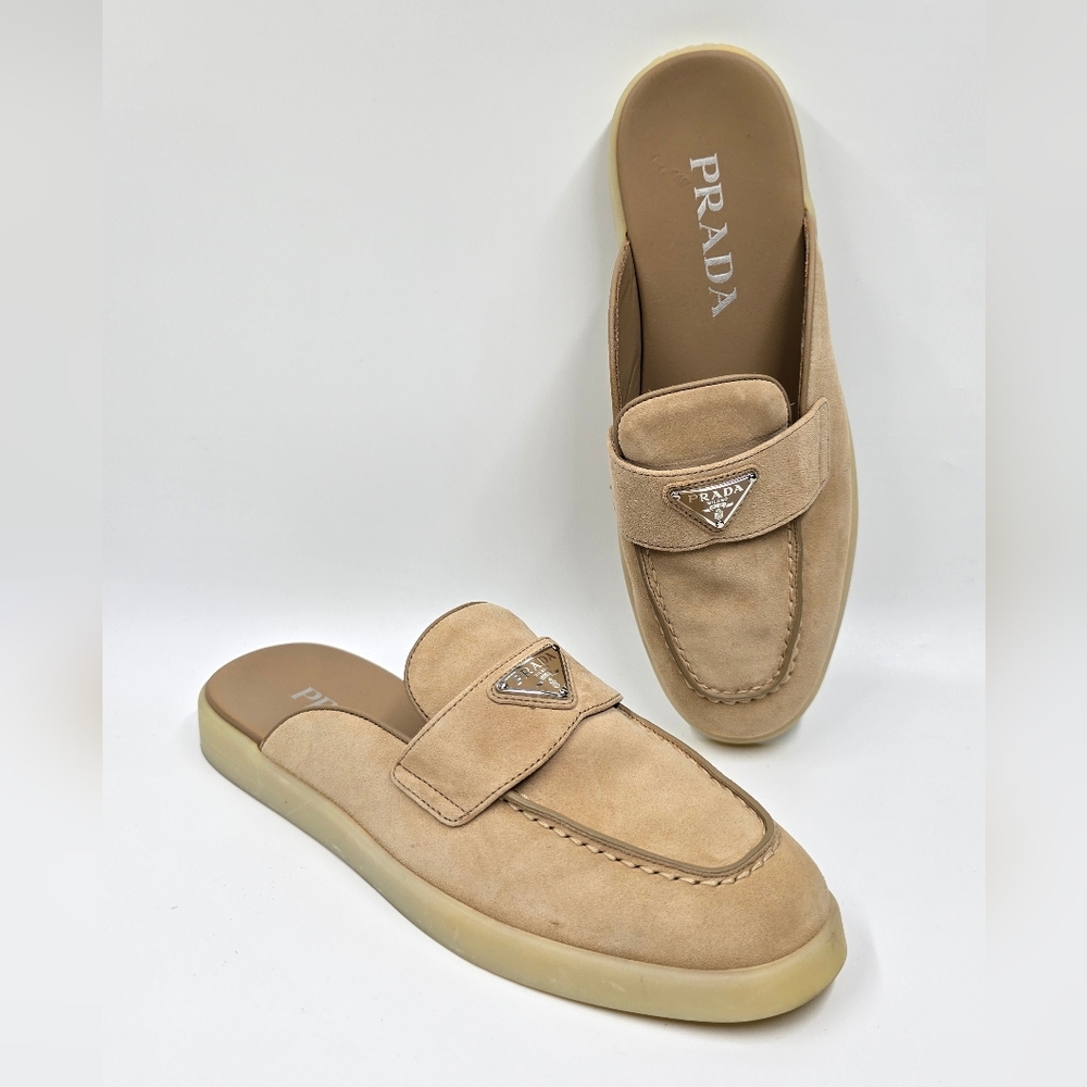 Prada Ecru Suede Mules - 38 - Picture 1 of 16